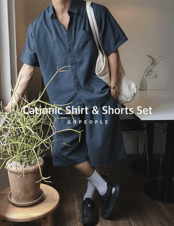 Cation Washed Short Sleeve Shirt and Shorts Set (5 colors)