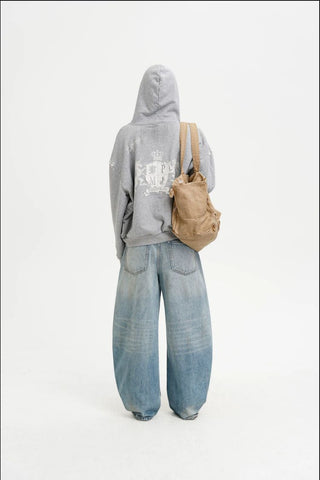 [MASONPRINCE] Washed Mid-Rise Tapered Wide Denim Pants