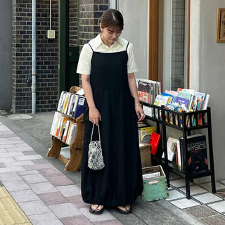 Nylon drawstring pocket camisole dress