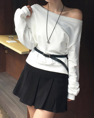 (Pleated skirt with built-in inner shorts)