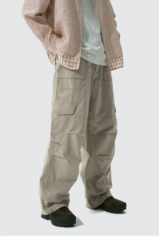[Monterest] Grid Cotton Drawstring Paratrooper Pants