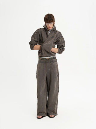 [MASONPRINCE] Washed Raw Edge Knit Set in Elephant Gray