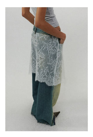 CONP Lace spliced €enim pants (blue)