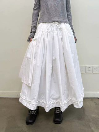 [NEVERSEEZ] Asymmetric Pocket A-Line Pleated Skirt