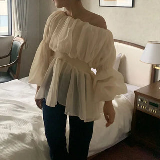 Balloon off-shoulder blouse