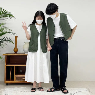 bro cotton casual pocket vest
