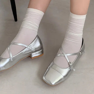 Mary Jane Cubic Silver Flat Shoes (1 color)