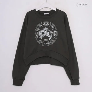 Circle Lettering Crop Sweatshirt