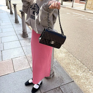 Ribbed slit skirt