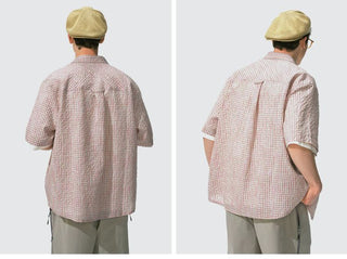 [Monterest] Seersucker Check Logo Embroidered Shirt