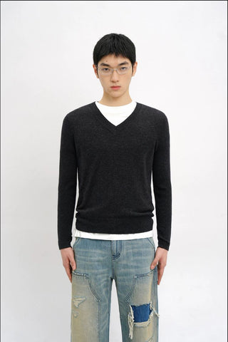 [MASONPRINCE] Wool Blend V-Neck Knit Sweater