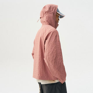 [Monterest] Textured Plaid Hooded Jacket