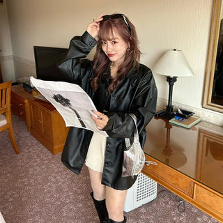 Loose leather jacket