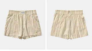 [Monterest] Lace Trim Striped Relaxed Shorts