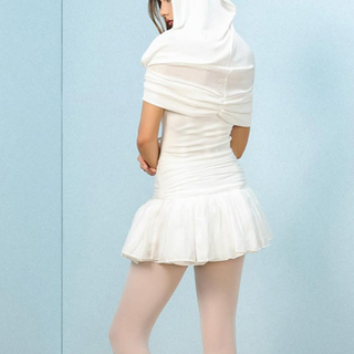 Hoodie ruched off shoulder mini dress