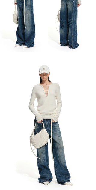 [NOTAWEAR] Alpaca Wool Blend Deep V-Neck  Sweater