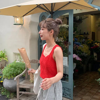 Linen Square Sleeveless Knit
