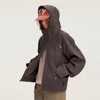 [Monterest] Textured Plaid Hooded Jacket