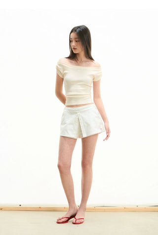 [NOTAWEAR] Fake two-piece textured skirt