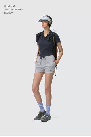[Monterest] Drawstring Logo Embroidered Sweat Shorts
