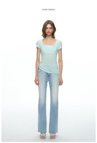 [NECY] Light Washed Flare Jeans