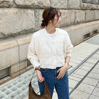 Waffle Cable Knit Cardigan