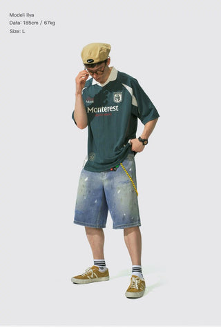 [Monterest] Paint Splatter Distressed Denim Shorts