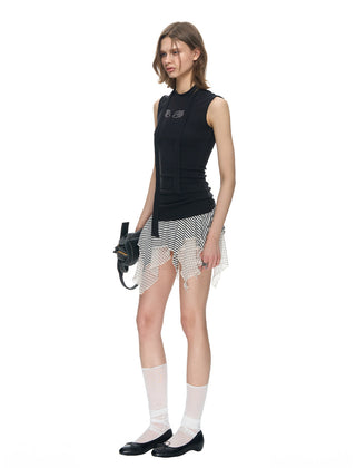 [NECY] Irregular Dot Double Hem Mini Skirt