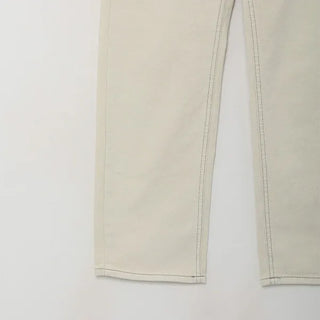 Brushed-back straight cotton pants