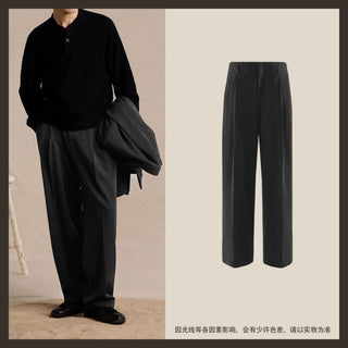 [CULTUM] Wool Blend Tapered Wide Leg Trousers