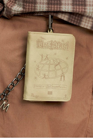 [Monterest] PU Leather Tri-Fold Passport Wallet with Chain