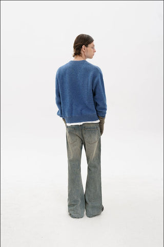 [MASONPRINCE] Double-Sided Jacquard V-Neck Wool Blend Sweater
