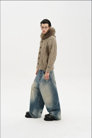 [MASONPRINCE] Snow Washed Wide Leg Denim Pants