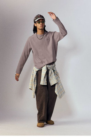 [Monterest] Waffle Knit Drop Shoulder Long Sleeve Tee