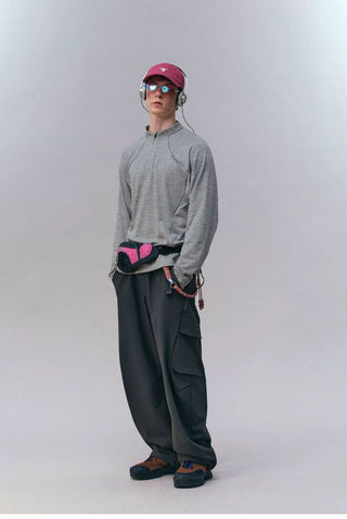 [Monterest] 3A Antibacterial Grid Fleece Half-Zip Tee