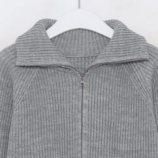 High-neck zip-up cardigan