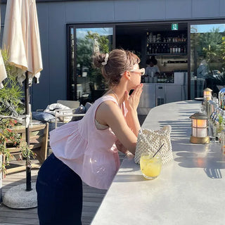 Shirred sleeveless blouse