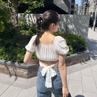 Ribbon crop blouse