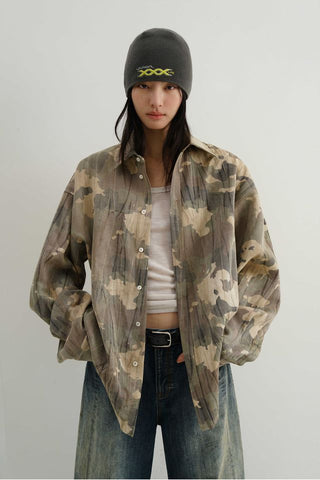 MASONPRINCE Draped Wrinkle Camouflage Shirt