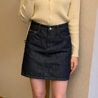A-line denim mini skirt