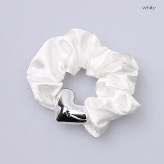Silver Heart Scrunchie