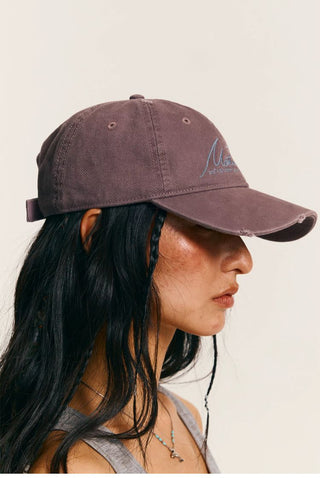 [Monterest] Washed Distressed Logo Embroidered Cap