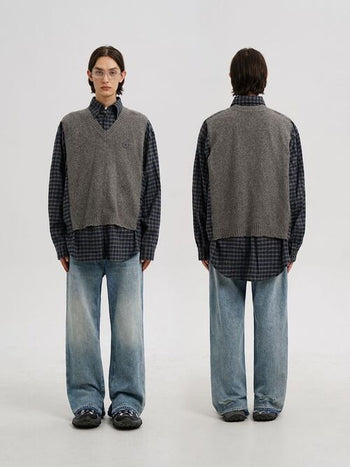 [MASONPRINCE] Faux Two-piece Vest Shirt
