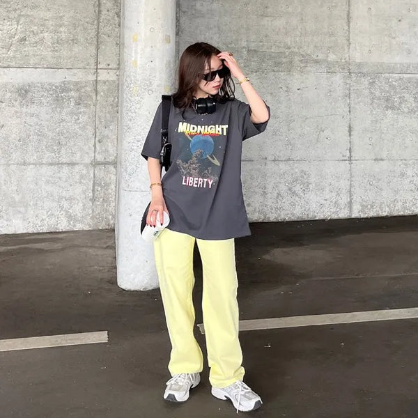 Colored straight denim pants