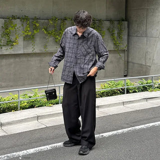 Cotton check long-sleeved shirt