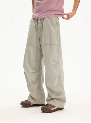[Monterest] Washed Pleated Wide Leg Parachute Pants