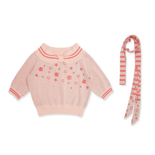 [Moromoro2] Off-Shoulder Star Rhinestone Knit  Top