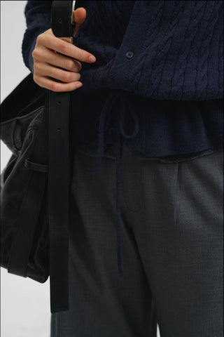 [MASONPRINCE] Two-Tone Cable Knit Cardigan