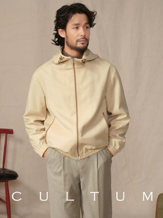 [CULTUM] Wool Blend Hooded Zip-Up Jacket