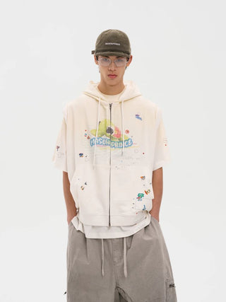 [MASONPRINCE] Cotton Hooded Vest / Zip-Up Hoodie